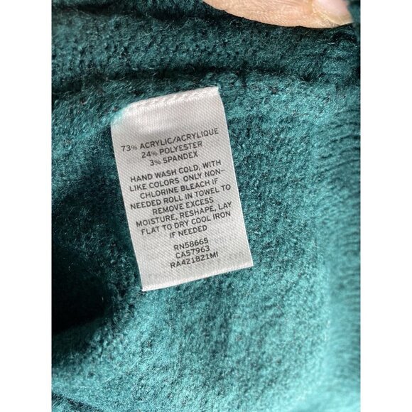 Rachel Parcell Scallop Crew Neck Green Pearl Sleeve Sweater‎ Size XXS - Picture 7 of 8